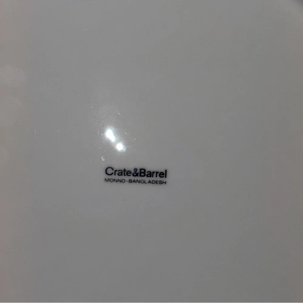 Crate and Barrel Blue & White Salad Dessert Plate Monno Bangladesh 8.5”